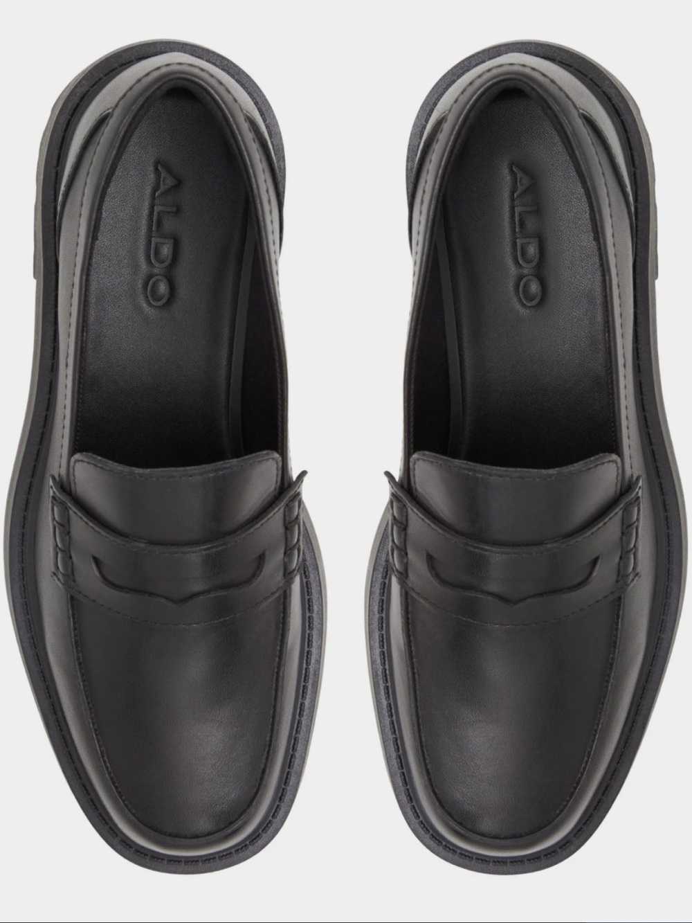 ALDO Black Leather Chunky Penny Loafers